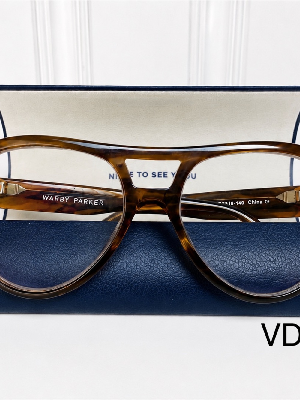 Warby Parker Bas Striped Hazelnut Eyeglasses W393 57-16-140
